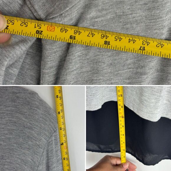 Pebble and Stone Gray Black Layered Tunic Top L Bow Tie Sides Asymmetrical Hem - Picture 12 of 16